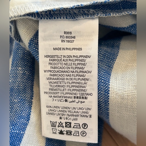 BODEN: 100% Linen- Classic Blue& White Striped Pants - Size 6R - Picture 4 of 9